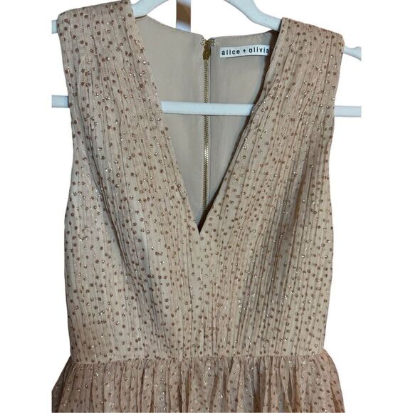 alice + olivia Monica Tulle Party Dress Sz 0 Natural/Gold - Picture 10 of 16